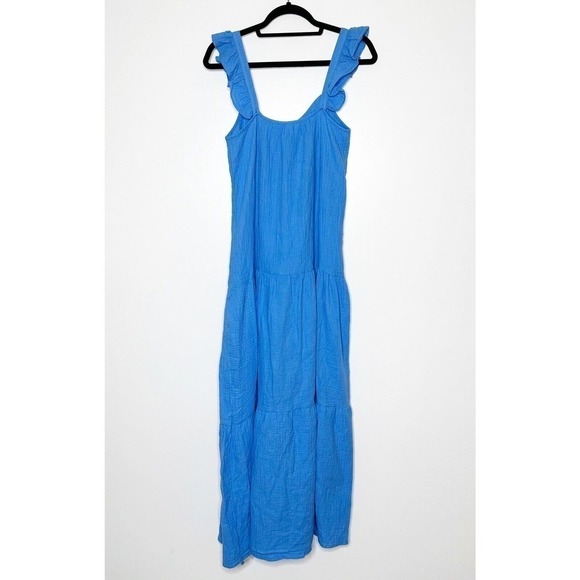NWT Steve Madden Tiered Dress Flutter Sleeve Square Neck Women Blue Size X Small - Picture 5 of 7